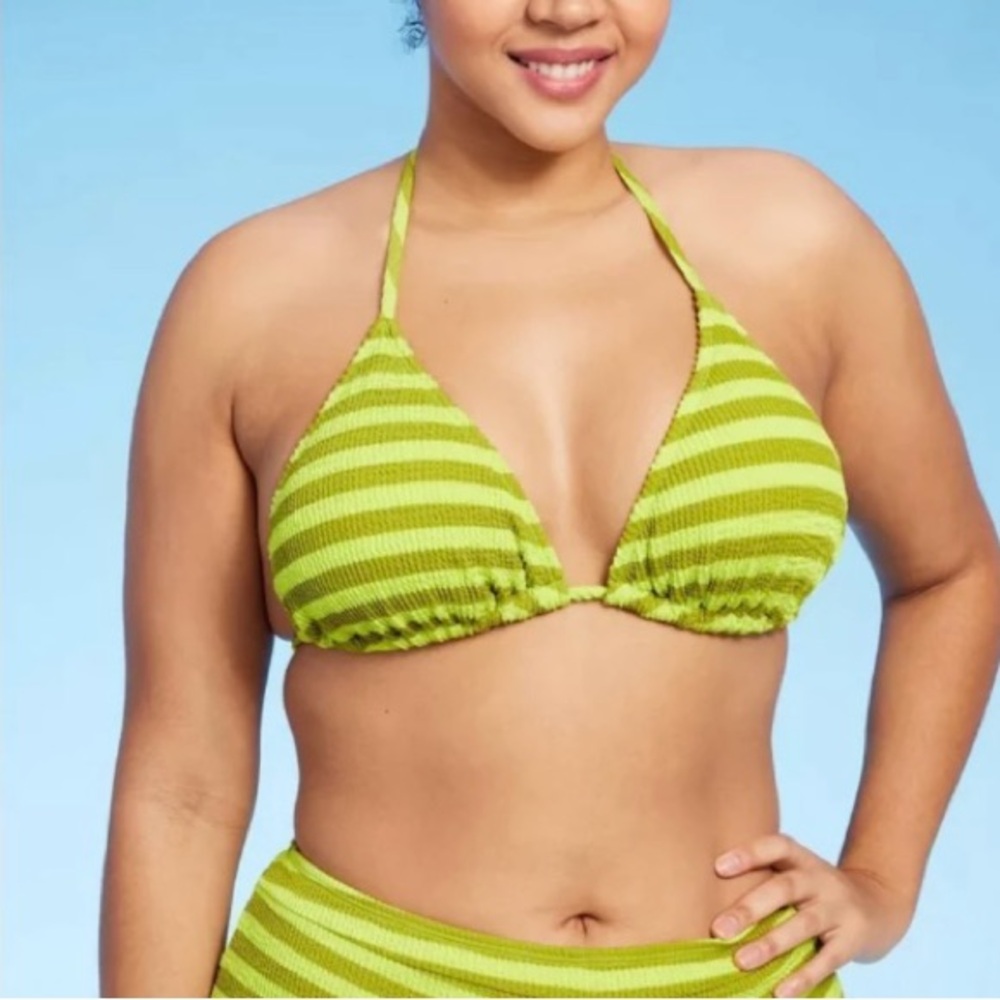Striped Green Bikini Top